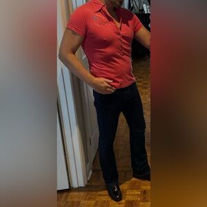 Mens vintage diesel polo top in red size L